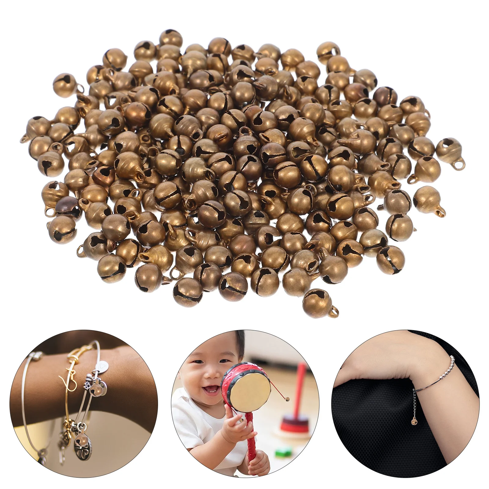 200 قطعة جرس برونزي صغير عتيق جرس جلجل صغير ريفي للحرف اليدوية السائبة دلاية مجوهرات خلخال قلادة أجراس صغيرة للحرف اليدوية #2