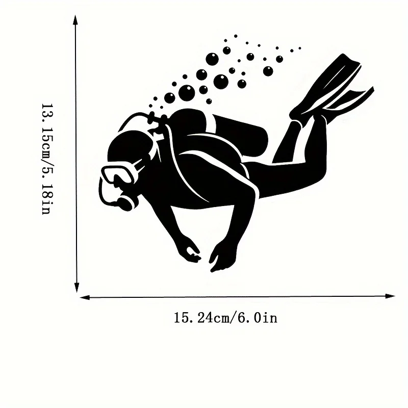 Scuba Diver Waterproof Vinyl Sticker (1PC), Black & White Decal for Diving Enthusiasts, Ideal for Car, Boat & Outdoor Gear Decor