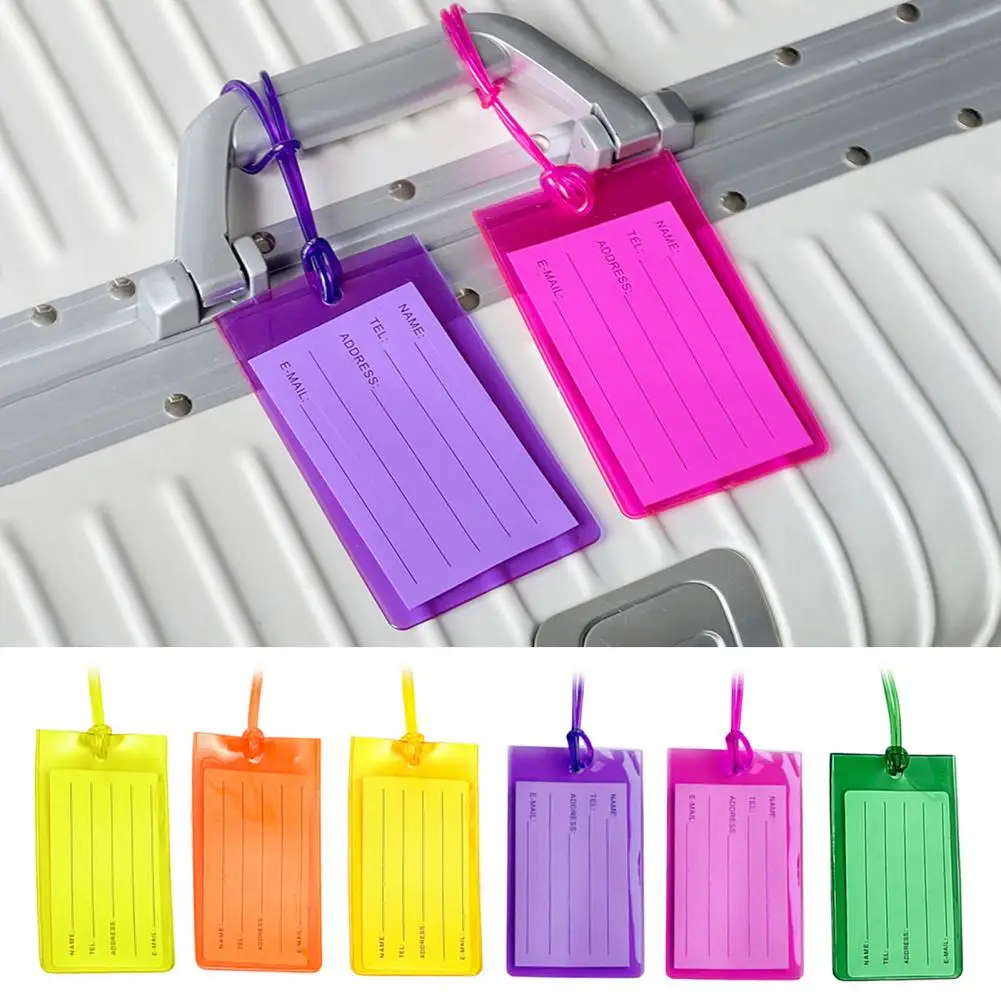 1/6Pcs Luggage Tag Colorful Flexible Suitcases Tag Waterproof Name ID Labels Luggage Identifier ID Labels Set For Travel Baggage