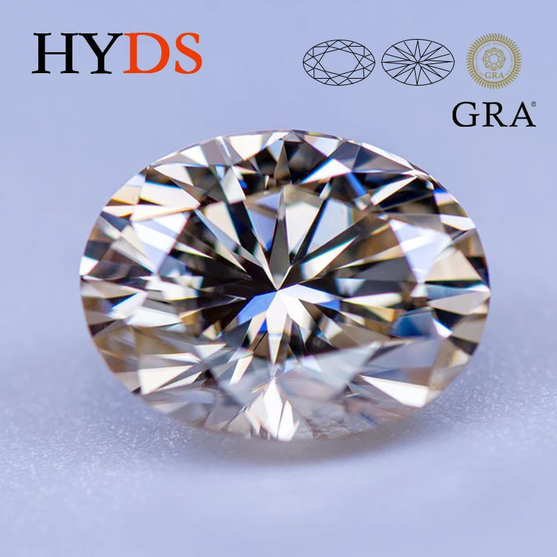 Moissanite Stone Oval Cut Tea Yellow Color VVS1 Pass Diamond Tester Gemstone Beads for DIY Jewelry Making with GRA Certificate