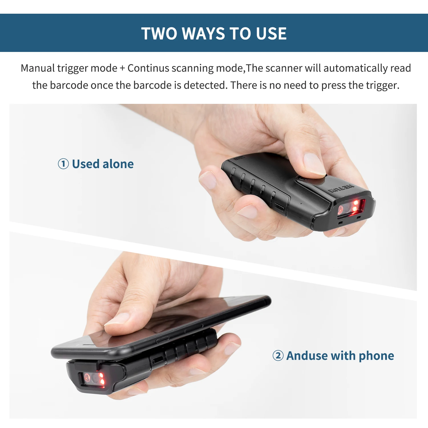 Imagem -06 - Barcode Scanner 3-em Leitor Portátil de Código de Barras qr Pistola sem Fio Automática Digitalizar Clip Traseiro para Armazém Bluetooth Pequeno Netum2d