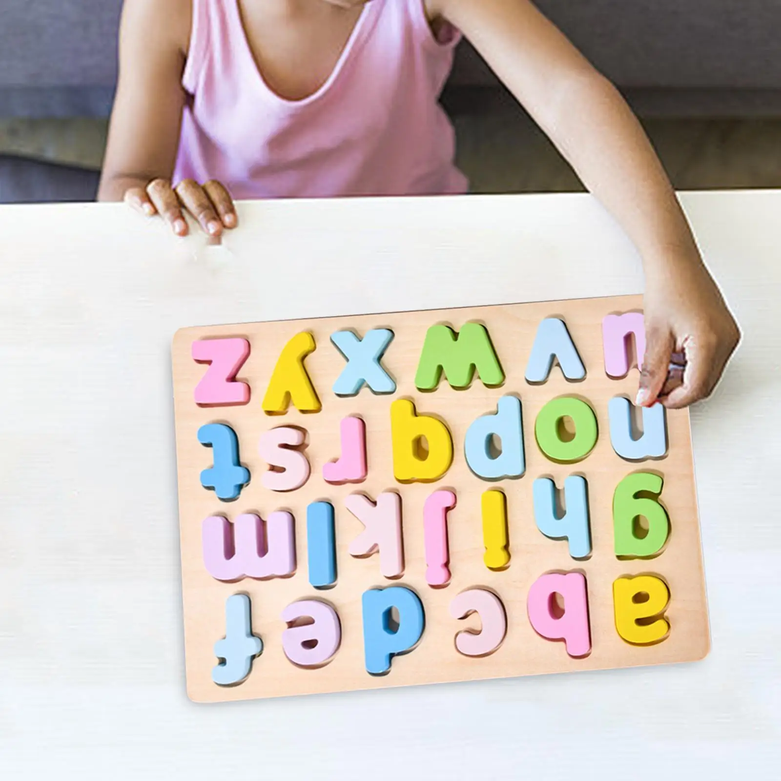 Wood Alphabet Puzzle Set Color Perception Early Education Toy Montessori Toy for Children Boys Girls Kids Ages 0-3 Years Gifts