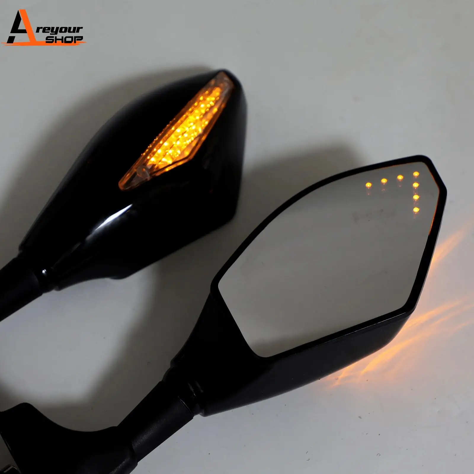 Areyourshop Pair LED Mirrors For YAMAHA YZF R6 R6S FZ1 FZ6 FAZER FZ8S FJR1300 XJ6 FZR600 motorcycle parts