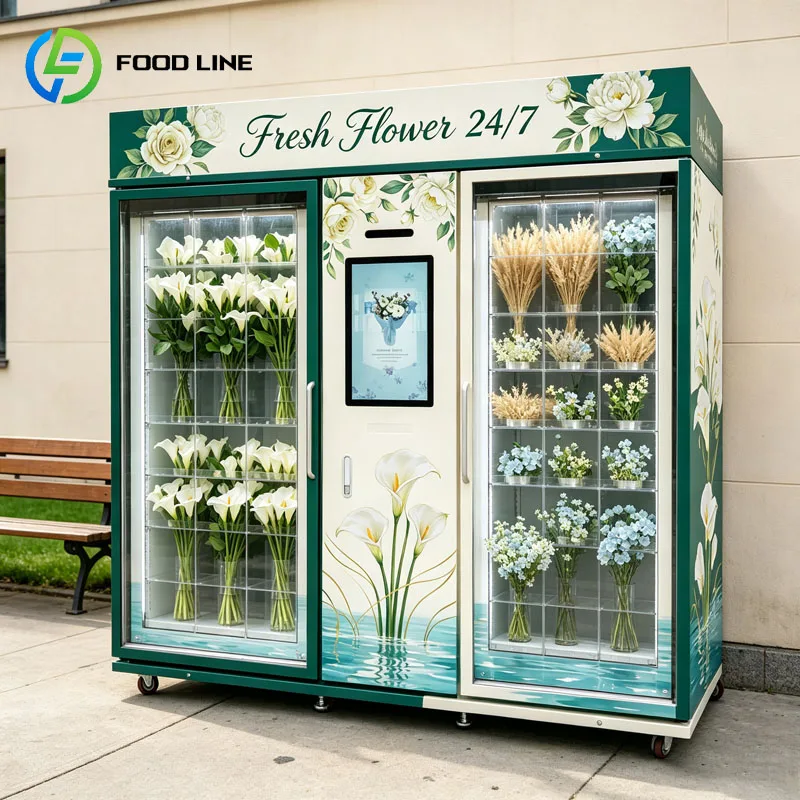 Flower Vending Locker Fresh Bouquet Refrigerated Floral Dispenser Automatic Retail Display Customized
