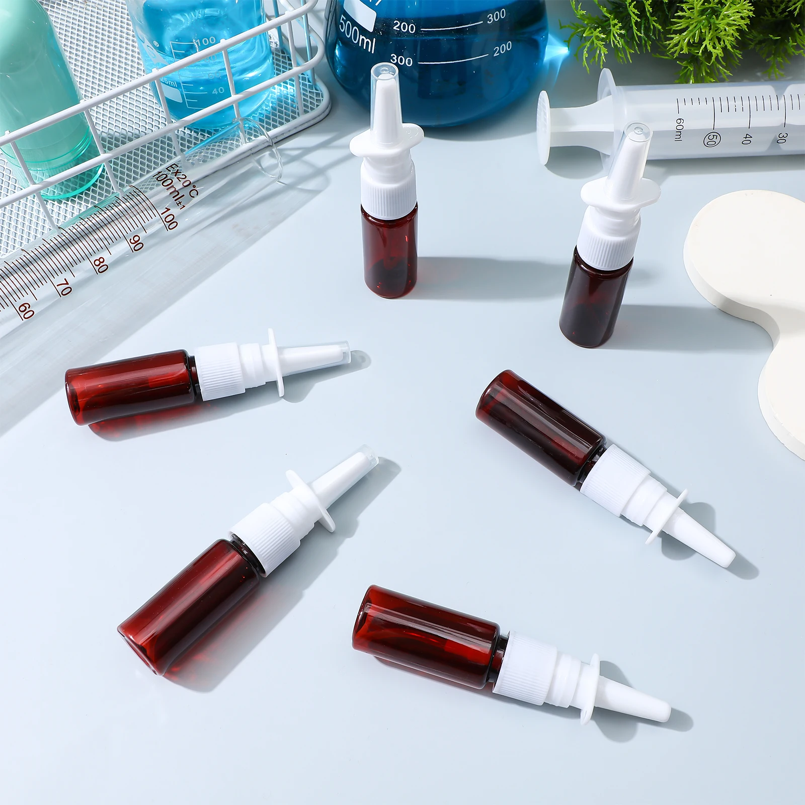 10pcs 15Ml Nasal Spray Bottle Refillable Portable Mini Plastic Spray Bottles For Travel Outdoor Fine Mist Empty Transparent Pet