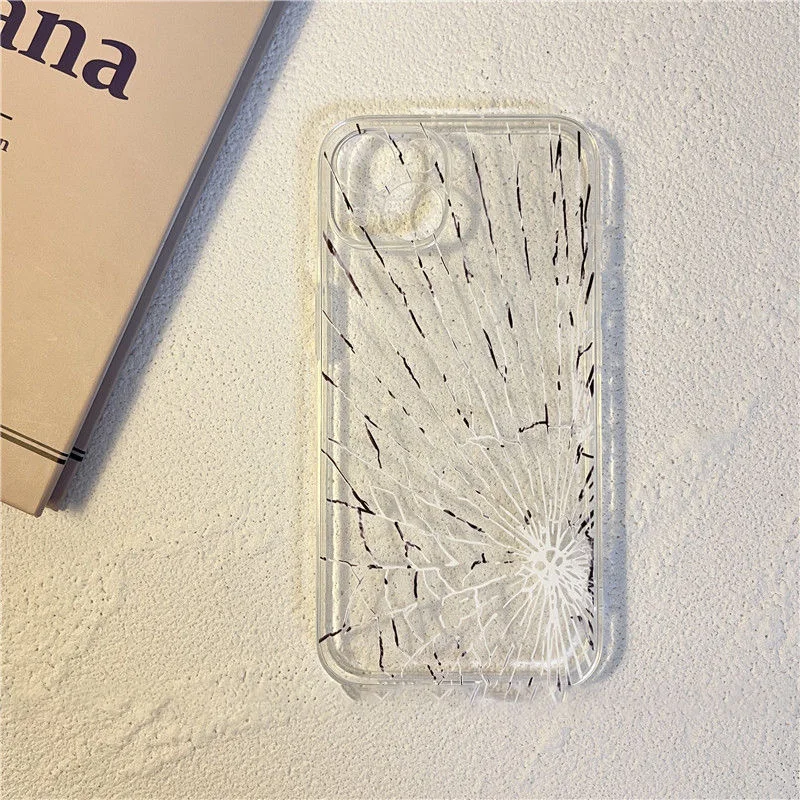 Luxury spoof 3D Broken Glass Clear Case for protection iphone 15 14 13 12 11 14 Pro Max soft cover