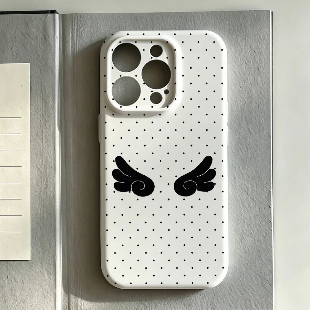 Angel Wing Polka Dot Series Glossy Phone Case for Samsung Galaxy A37 A57 A17 A07 A16 A56 A26 A36 A55 A35 A15 A54 A05 A14 4G 5G