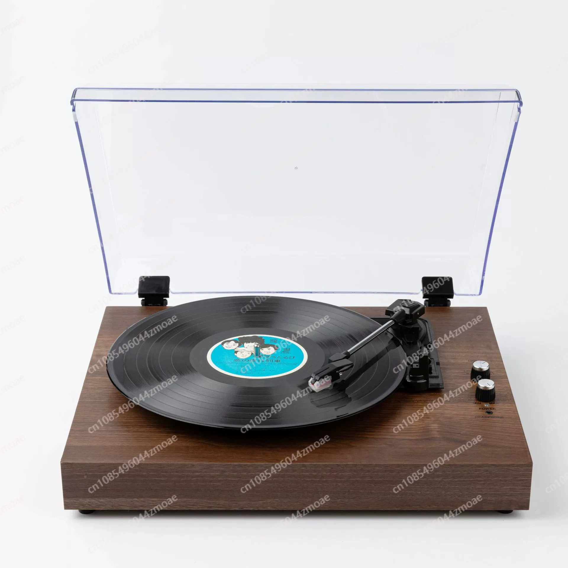 

Vinyl Record Player Vintage Jukebox Wooden Gramophone Built-in Dual Speaker Speaker Desktop with Acrylic Dust Cover