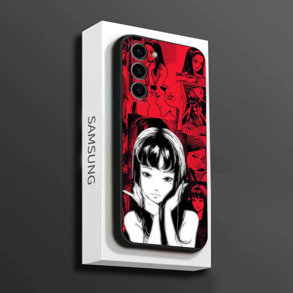 การ์ตูนเจ-จุนจิ อิโตะ ที-โทมิเคสโทรศัพท์สำหรับซัมซุงกาแล็คซี่ A 73,72,51,53,52,71,22,5G,หมายเหตุ,J7,8,9 ปกนุ่มสีดำ