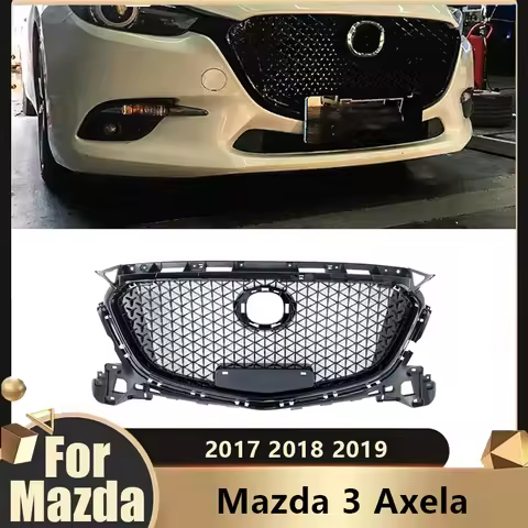 For Mazda 3 Axela 2017 2018 2019 Honeycomb Style Front Bumper Grille Air Intake Grills Radiator Mesh Grid BodyKit Autopart Guard