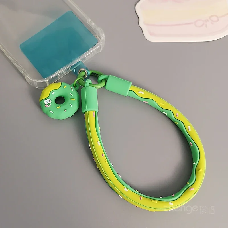 Phone Lanyard Short Wrist Strap Silicone Donut Pendant Clip Style Phone Case Universal Detachable Bracelet Silicone Phone Strap