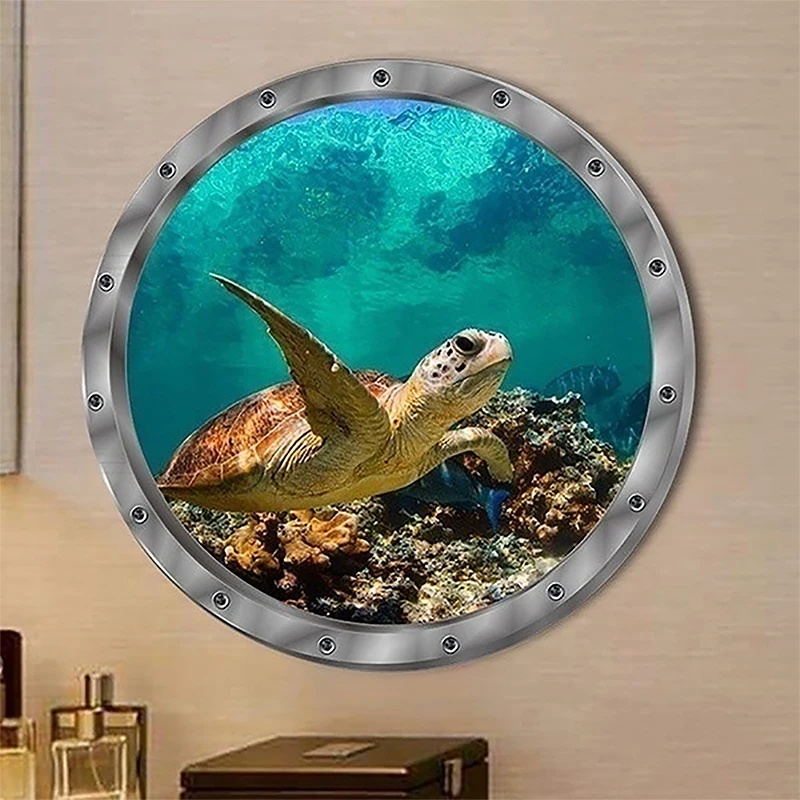 New Bathroom Pvc Decals Underwater Fish Wall Stickers Waterproof Capybara Dolphin Tortoise Stickers Washing Machine Decoration