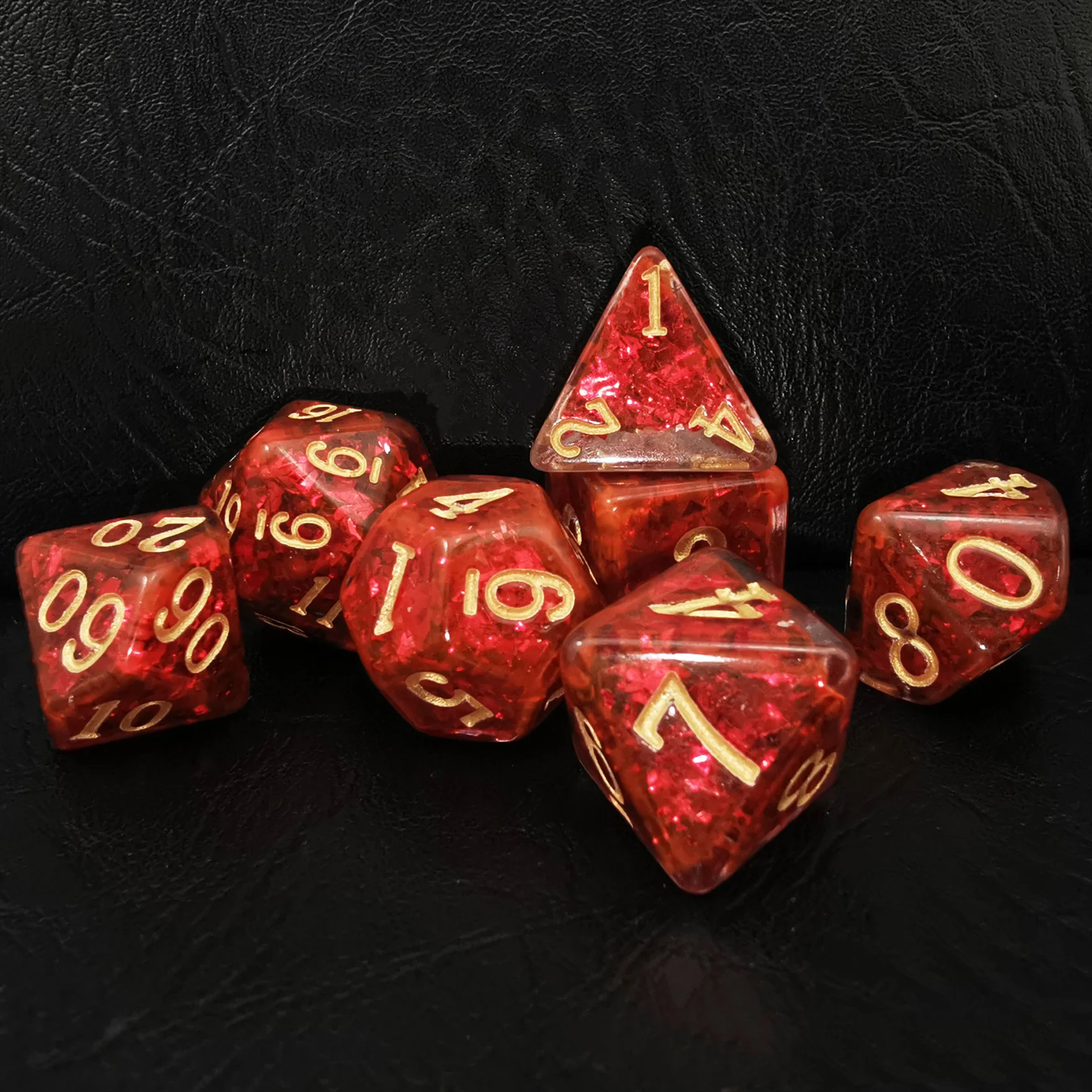 Bescon Dense-Core Polyhedral Dice Set of Deep Red, RPG 7-dice Set in Brick Box Packing