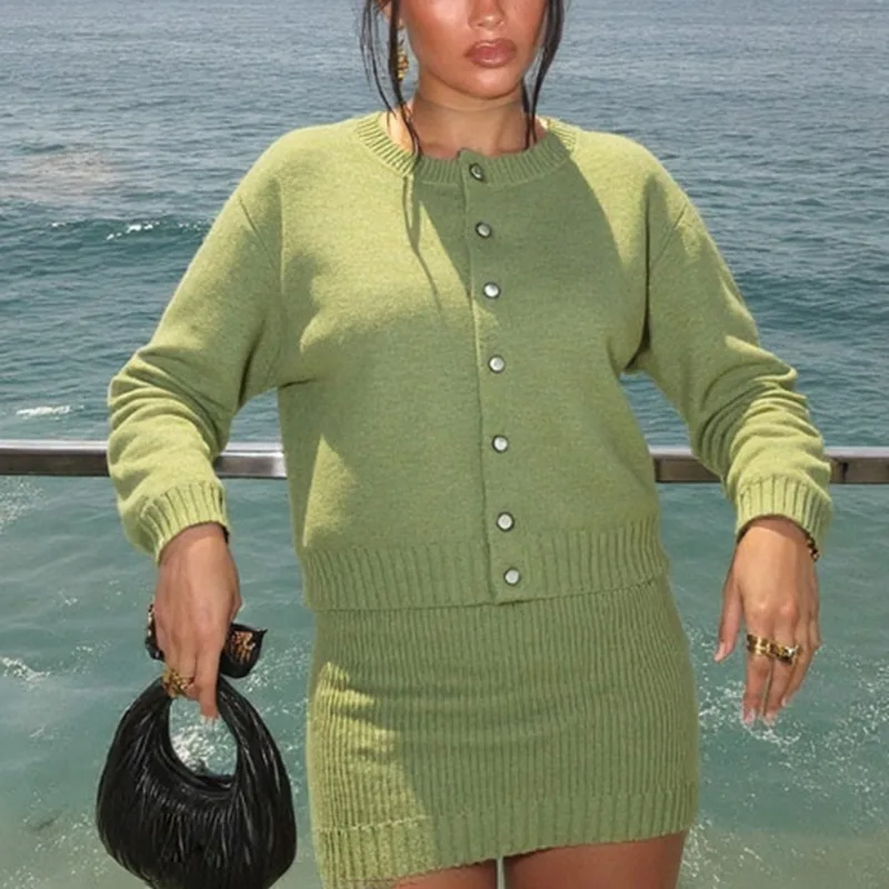 Tuularose 여성용 새 니트 카디건 패션 솔리드 루즈 짧은 스웨터 하이 스트리트 오피스 기본 여성 니트 자켓 아웃웨어