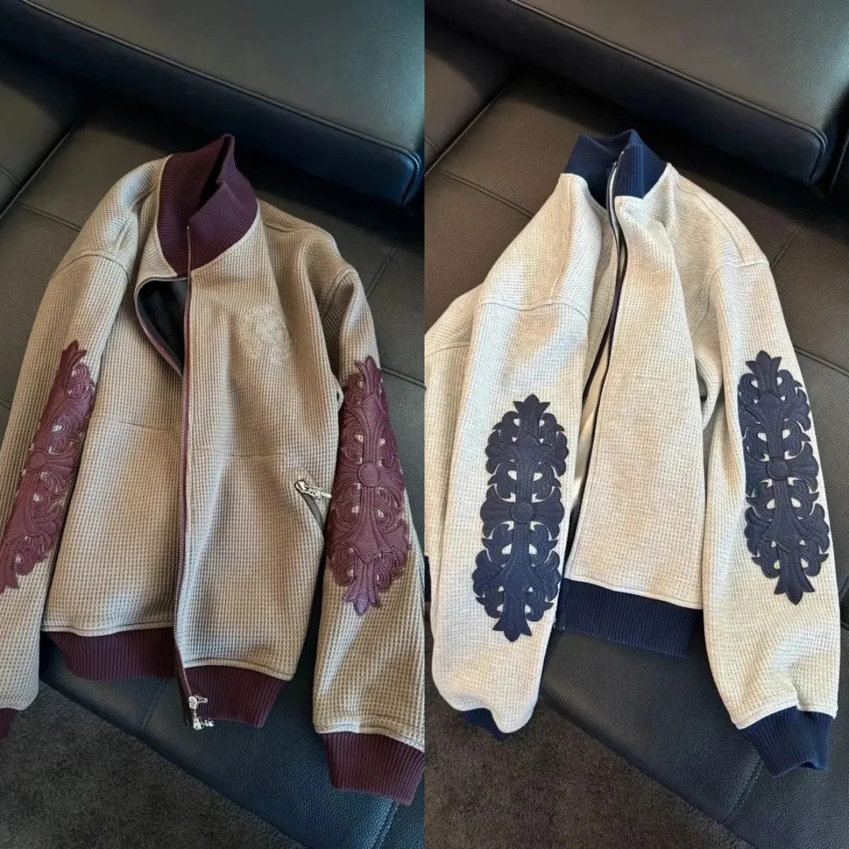 Y2k Fashion Spring and Autumn Jacquard Jacket Splicing Baseball Flight Pilot Loose Jacket