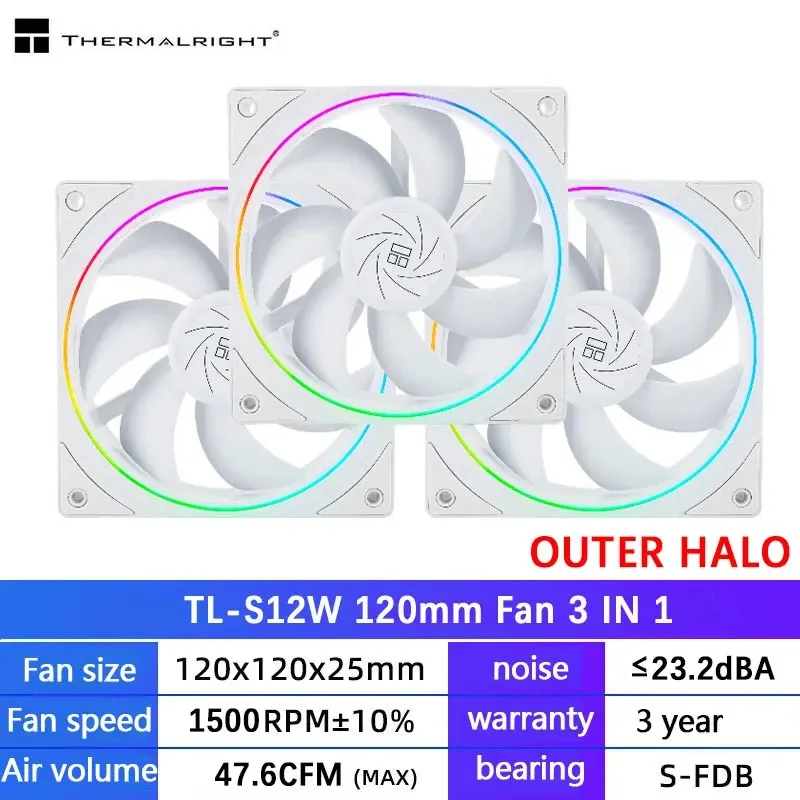Thermalright TL-C12C 3-in-1 120-mm-Lüfter, 5 V ARGB-Gamer, Geschwindigkeit anpassen, Kühler, Argb, verstellbarer Computergehäuselüfter, Ventilator