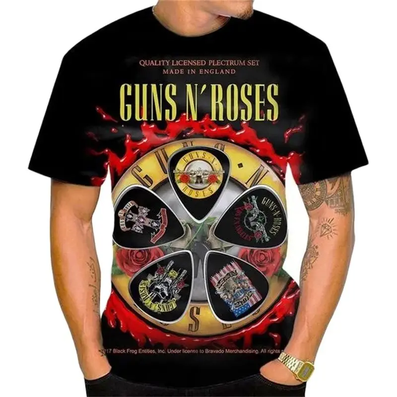 New Guns N Roses 3D Printed T-Shirts Rock Band Skull Streetwear Men Women Vintage O-Neck Oversized T Shirt Kids Tees Clothing