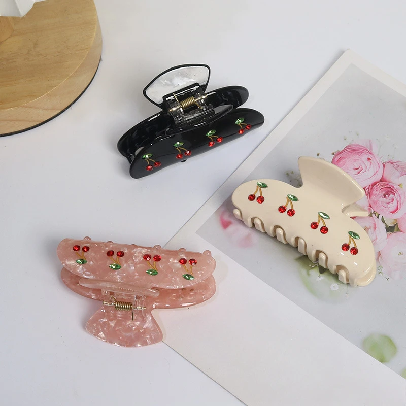 موضة الفاكهة الكرز كريستال مشبك شعر للنساء الكورية أنيقة خلات مخلب كليب شعبية الشعر المصيد إكسسوارات الشعر Hausgenefinn #2