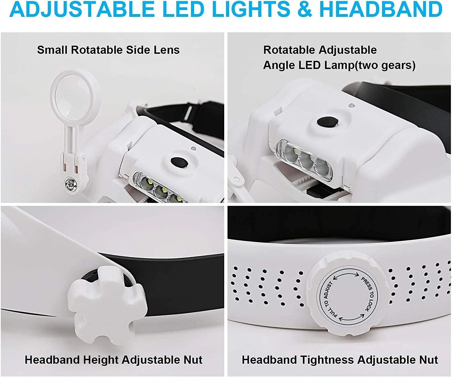 Imagem -04 - Diadema Lupa Iluminada Recargable Reparación Soldadura Lupas Lente Intercambiable Tercera Mano Lupa para Soldadura Z30