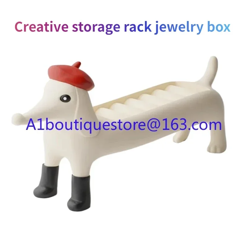 Dachshund ring holder cartoon creative jewelry box storage display stand gift tabletop ornament