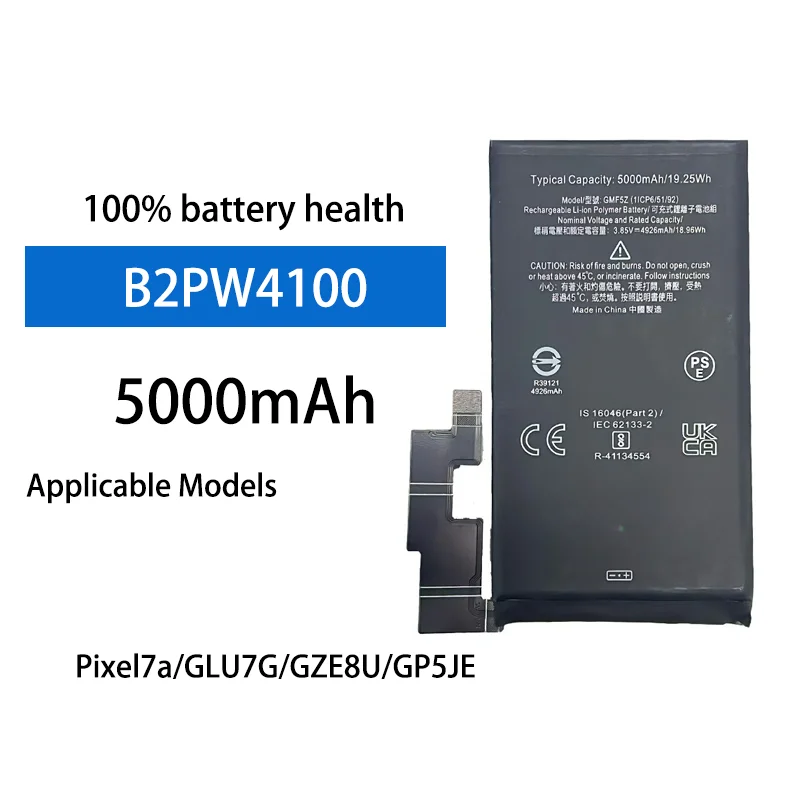 

5000mAh 3.85V Lithium Ion Battery For Google Pixel 7A GLU7G GZE8U GP5JE High Capacity Long Lasting Phone Battery