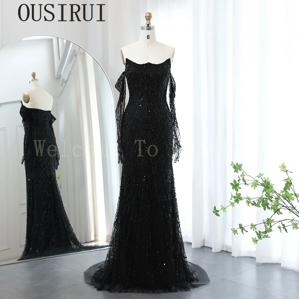 OUSIRUI Exquisite Strapless Evening Dresses For Woman Sequined Formal Prom Dresses With Sweep Train 2024 New robe de soirée