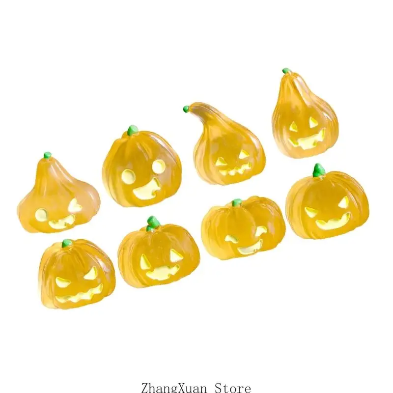 Halloween-Kürbisfiguren für Tischdekorationen, Set aus 8 glatten Miniaturen mit abwechslungsreichem Kürbis-Look, ein – Detail 5