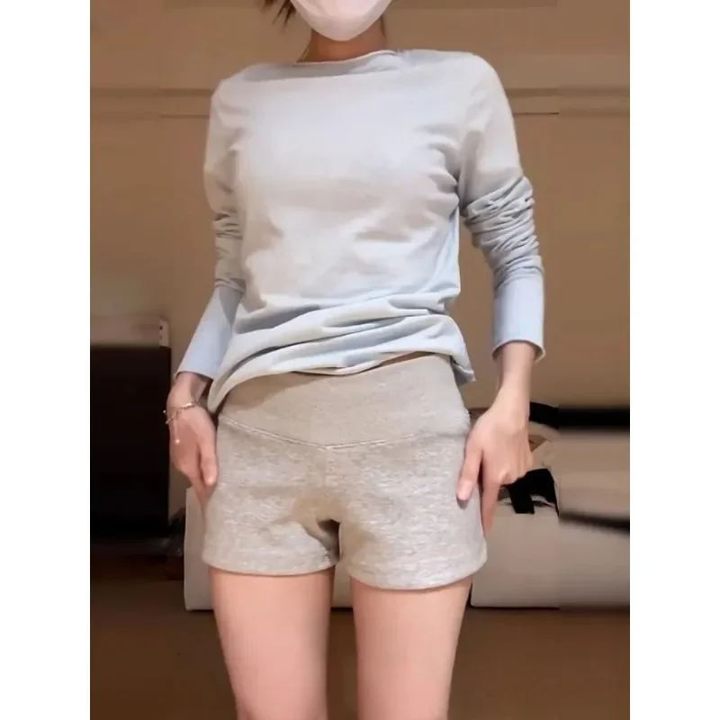 2026 new Women Ribbed High Waist Casual Shorts Soft Solid Color Workout Sports Shorts