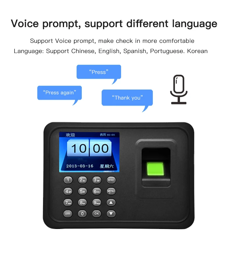 Employee work equipment Biometric fingerprint attendance machine, intelligent fingerprint attendance machine clock in recorder