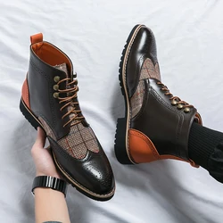 Fashionable Outdoor Combat Boots For Men Colorblock Lace-up Front Boots