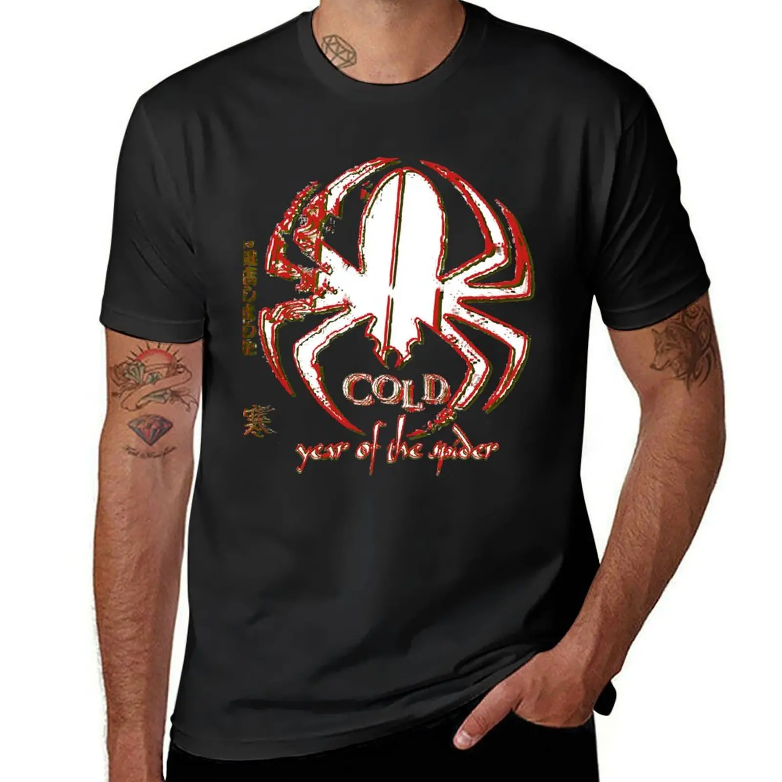 

Футболка Cold Band Year Of The Spider с потертостями и рисунком, мужская одежда больших размеров в стиле аниме