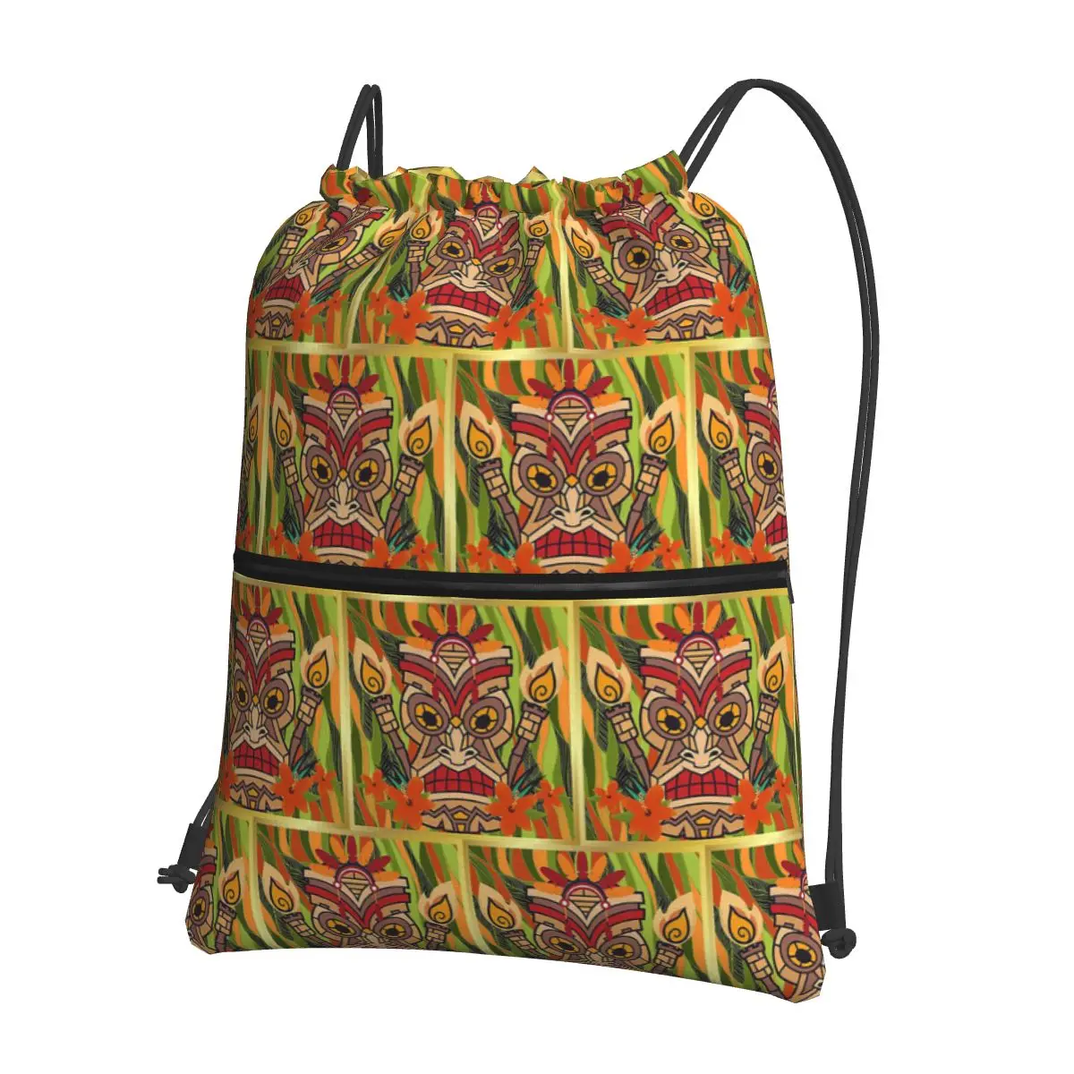 

Ethnic Totems Of Indians Tiki Backpacks Portable Drawstring Bundle Pocket Sundries Bag Book Bags for Man Woman School
