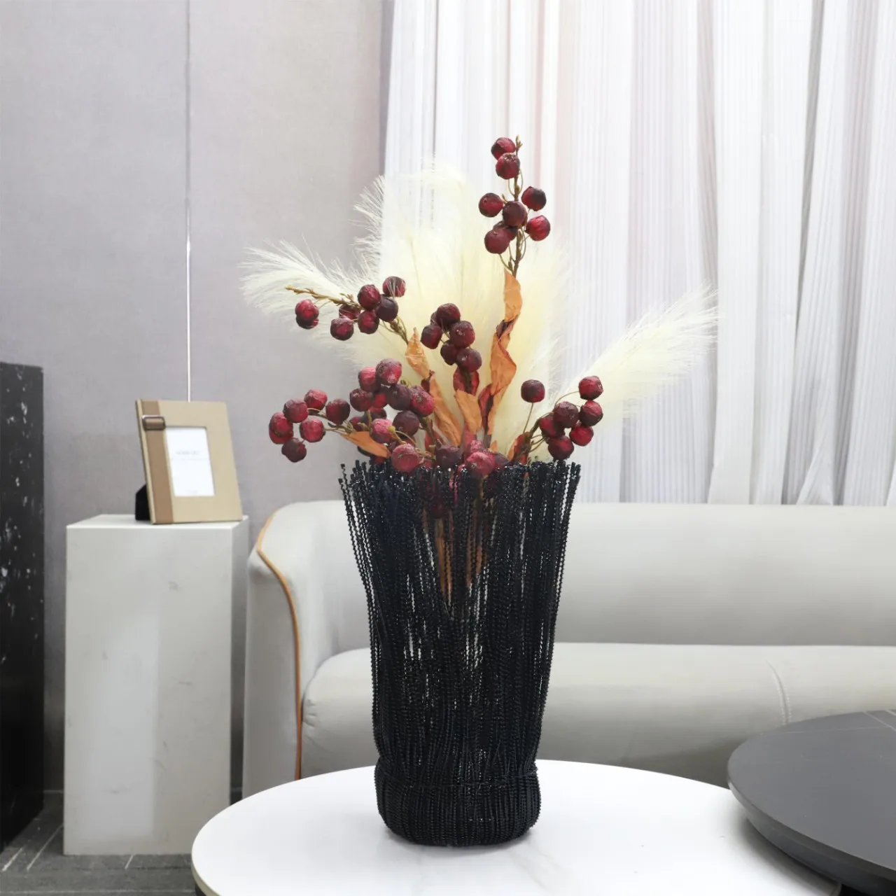European light luxury irregular metal twisted lines glass flower arrangement ornament living room dining room home decoration