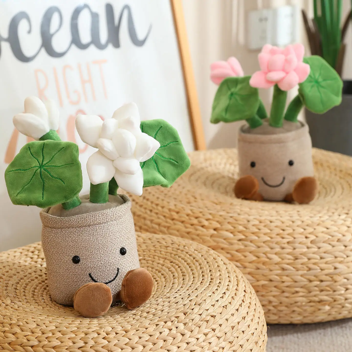 30cm Cartoon Cute Lotus Lotted Plant Plush Doll With Legs Colorful Flower Plant Plush Toy Home Decoration Gift For Children