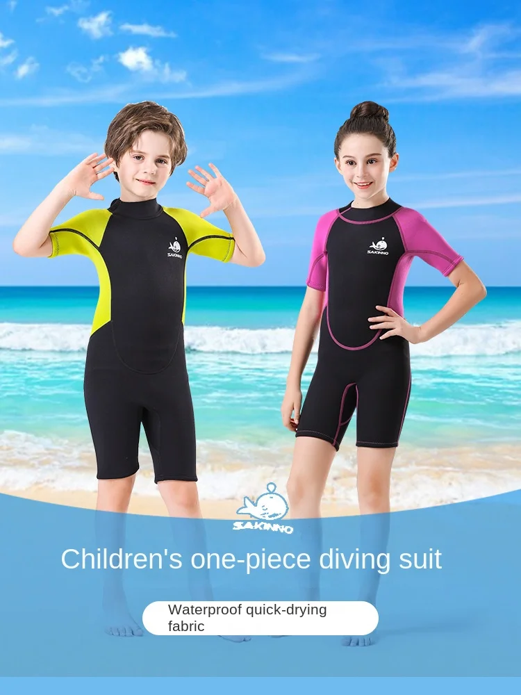 

New2.5mmChildren's Diving Suit Men's Keep Warm Sun Block One-Piece Diving Suit Women's Swimming Sailing Snorkeling Swimsuit