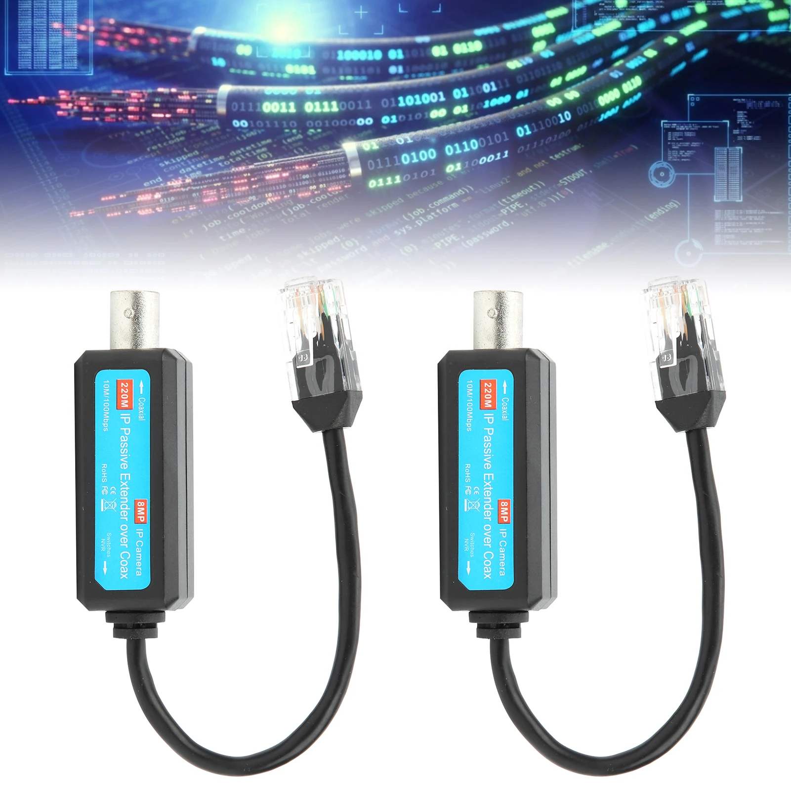 Pair IP Passive Extender Over Coax Coaxial Network Transmitter 8MP HD for Web Camera new