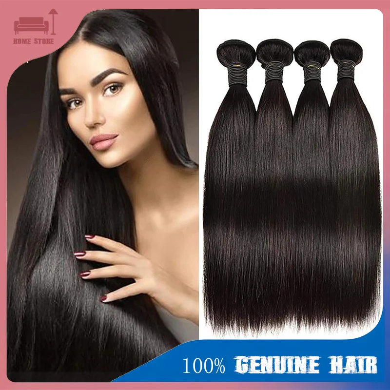 

100% Real Human Hair Bulk Braiding Straight Bundles Hair 14-30 Inch Natural Black Cheap Wholesale Suitable any skin color woman