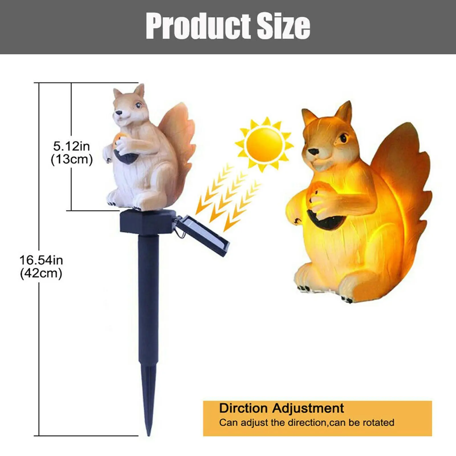 Solar Powered Light Lamp Garden Animal Decor for Patio, Backyard Garden Yard