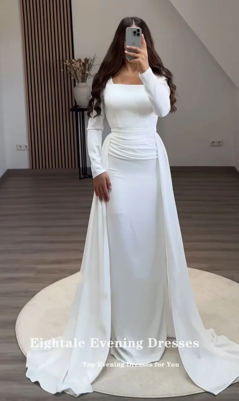 Eightale Saudi Evening Dress Long Sleeves Mermaid Wedding Party Prom Gown Customized Strecthy Ballkleider