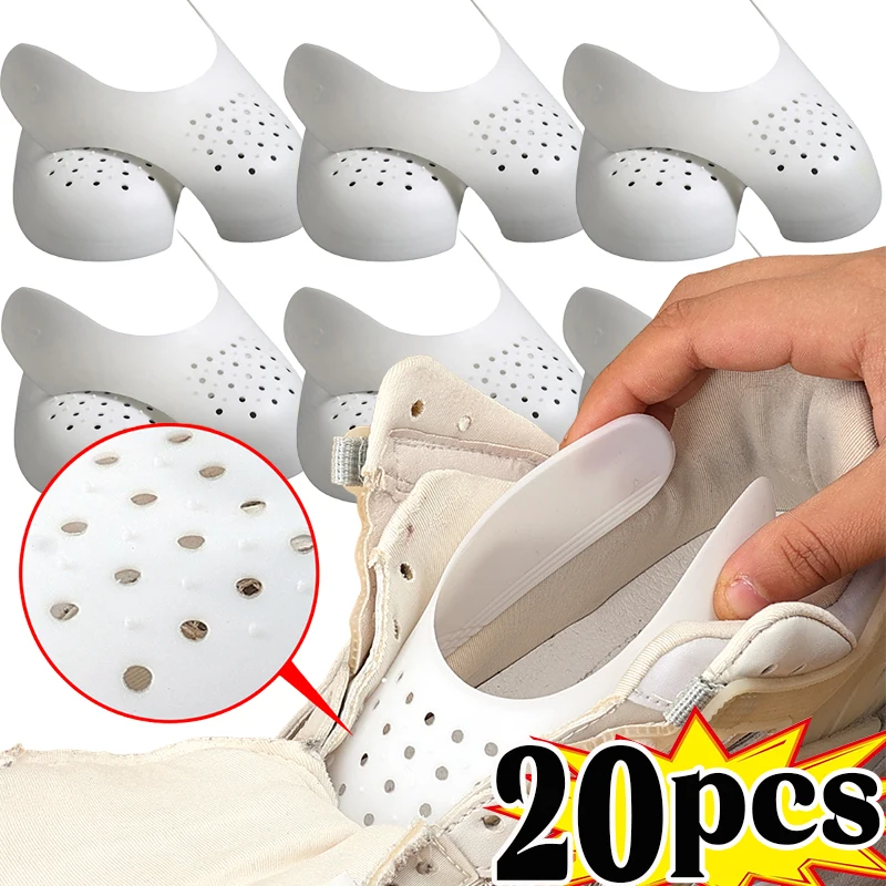 2/20Pcs Crease Protector Shoe Head Stretcher Sneaker White Anti Crease Wrinkled Fold Shoe Support Toe Cap Sport Crease Protector