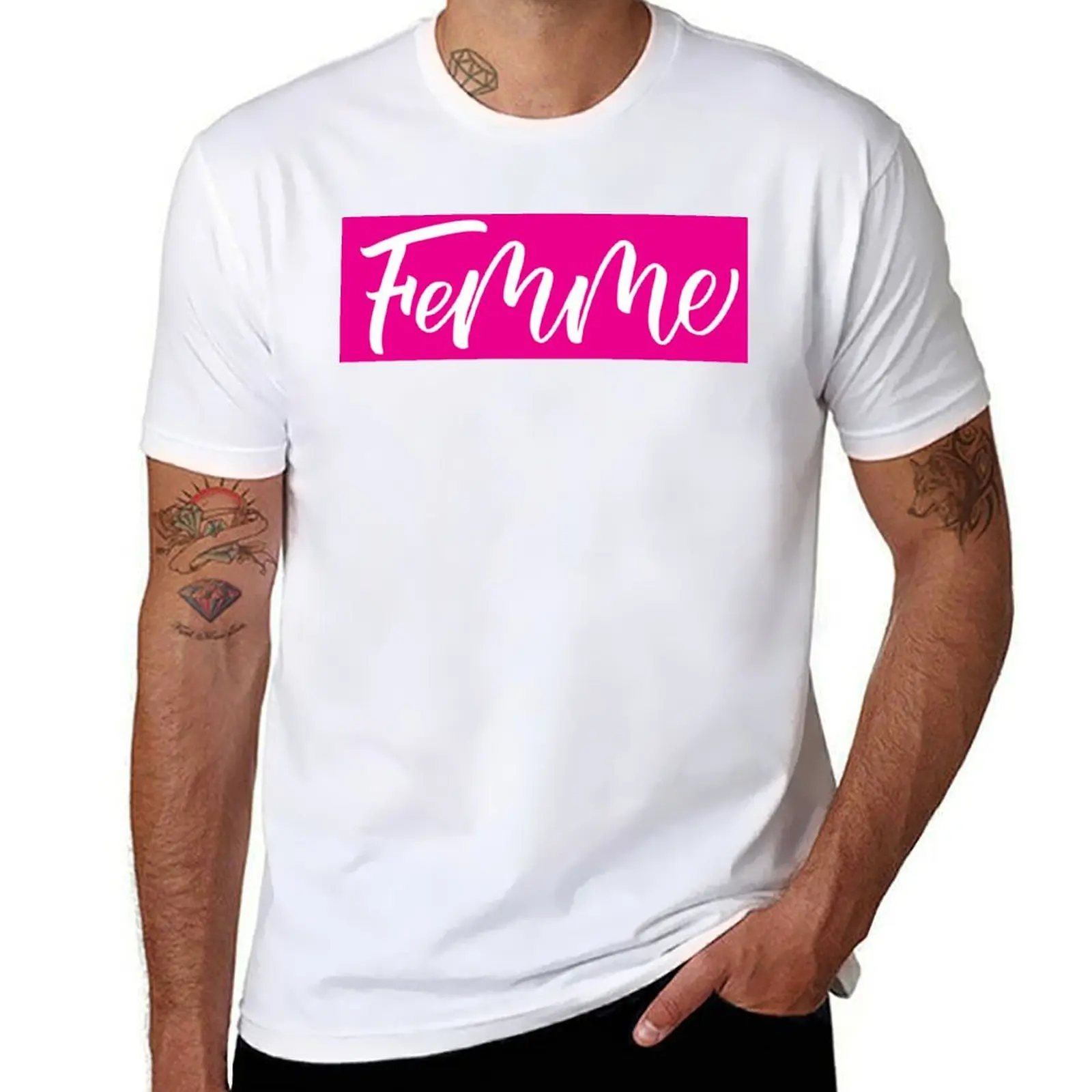 

Femme Life Pink Script T-Shirt summer top shirts graphic tees t shirt for men