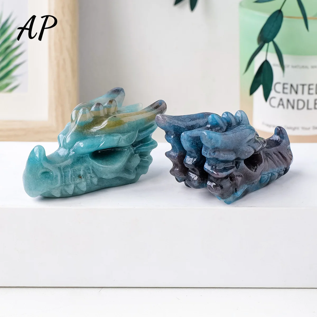 1PC Natural Crystal Trolleite Animal Dragon Head Bone Shaped Quartz Blue Crystal Mineral Reiki Treatment Home Decoration