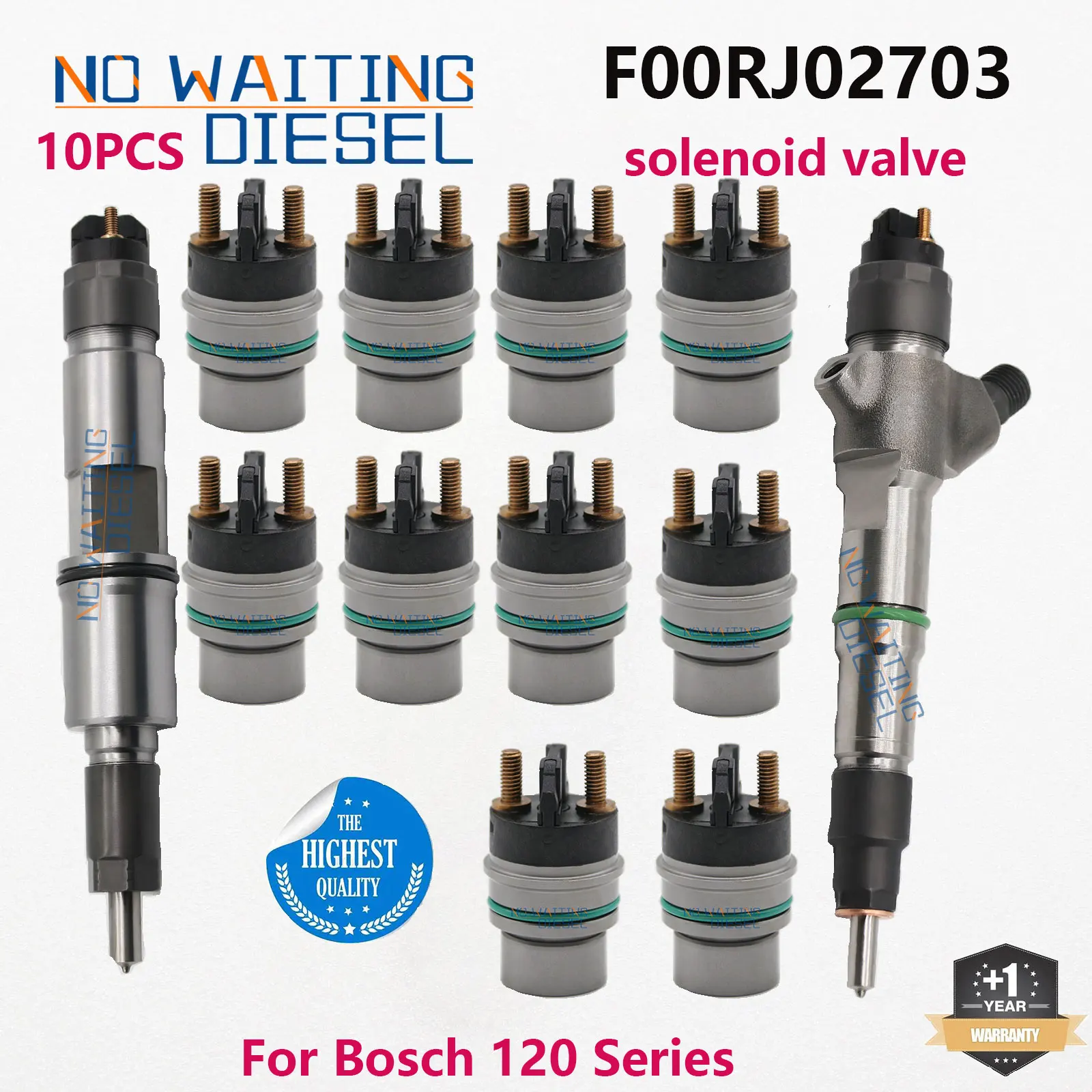 Комплект из 10 топливных форсунок F00RJ02703 (электромагнитные клапаны) F 00R J02 703 для 0445120127, 0445120081, 0445120331