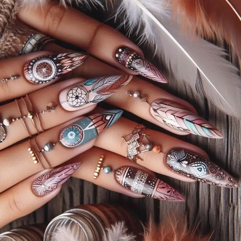 G99E 24pcs قصيرة اللوز المزيف المظهل على الأظافر الأظافر الاصطناعية هدايا الأظافر الخاطئة