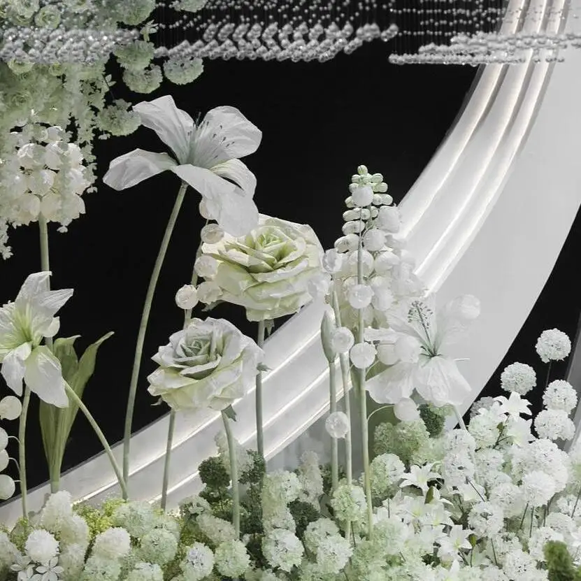 

Wedding paper art flower white and green big rose hyacinth lily of the valley beautiful Chen large handmade flower window custom