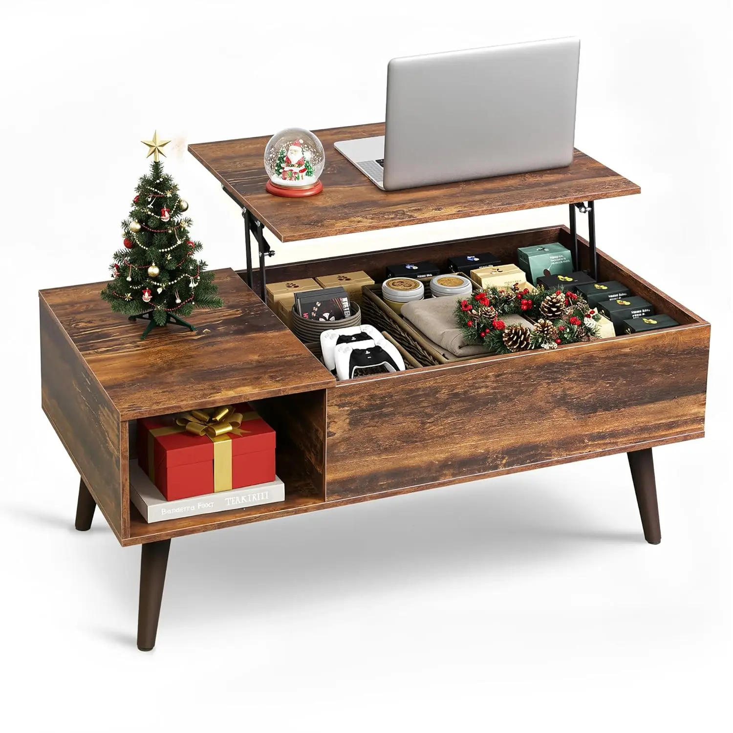 

Coffee Table for Living Room, Lift Top Coffee Table with Storage, Small Rising Wooden Dining Center Table with Storage Shelf & H