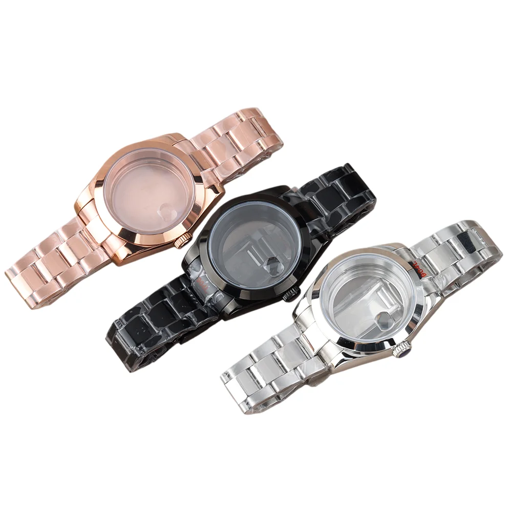 

Rose gold/Black/Silver 36mm 39mm Watch Case For nh35 nh36 Movement Waterproof Stainless Steel Polish Oyster Bracelet Strap