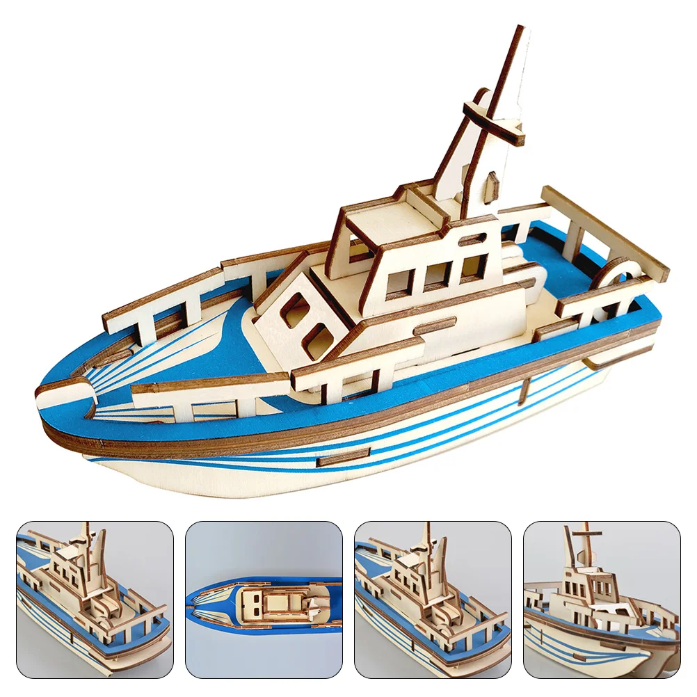 2 Pcs 3D Wooden Lifeboat Puzzle Toys Material Kids Educational Craft Model Assembly No Glue Christmas Gifts