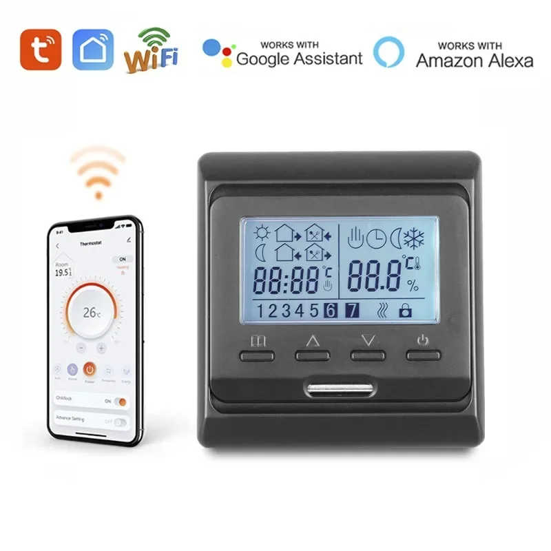 Good Russian Black Matte E51.716 Intelligent Floor Heating Thermostat WIFI TUYA APP Russian Mobile Phone Control 16A