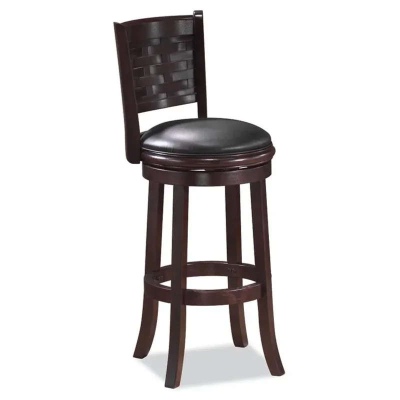 

24in. High Back Swivel Wood Counter Stool - Cappuccino Finish Bar Chair Stool Bar Chair Kitchen Bar Table